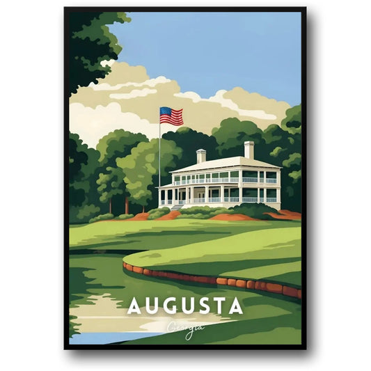 A Tribute To The World's Greatest Golf Courses | Golf Poster | Georgia | Clubhouse Augusta