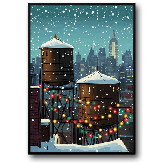 Winter Cityscape | Snowy Night | Holiday Lights