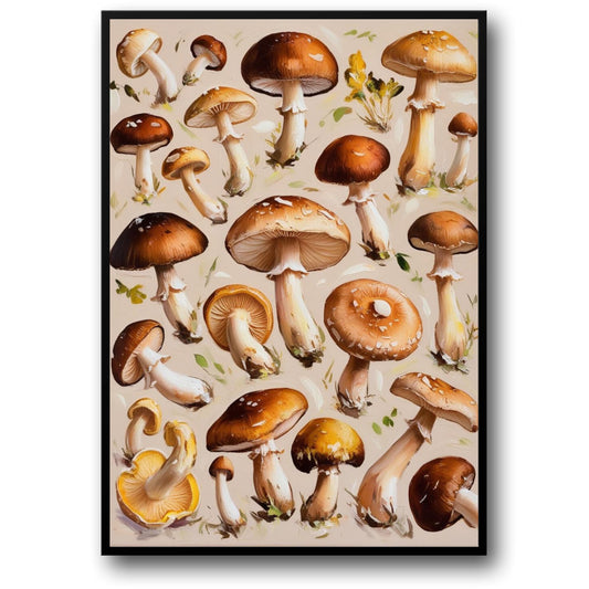Diverse Mushroom Species | Nature Wall Art | Illustrated Funghi Poster for Home Décor | Botanical Artwork | Colorful Mushroom Collection