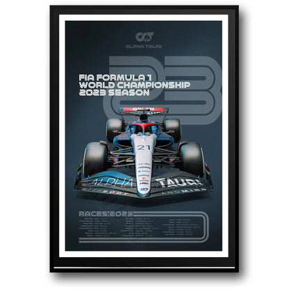 AlphaTauri | Nyck de Vries | Yuki Tsunoda | 2023 FIA Formula 1 World Championship Poster