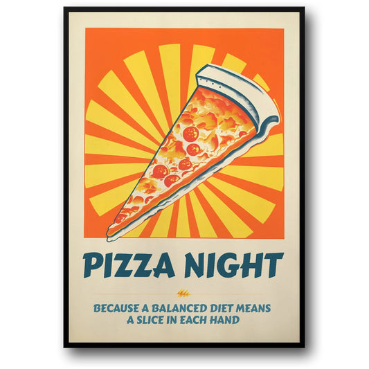 Vintage Kitchen Decor | Pizza Night Poster | Food Art for Home Wall Decor