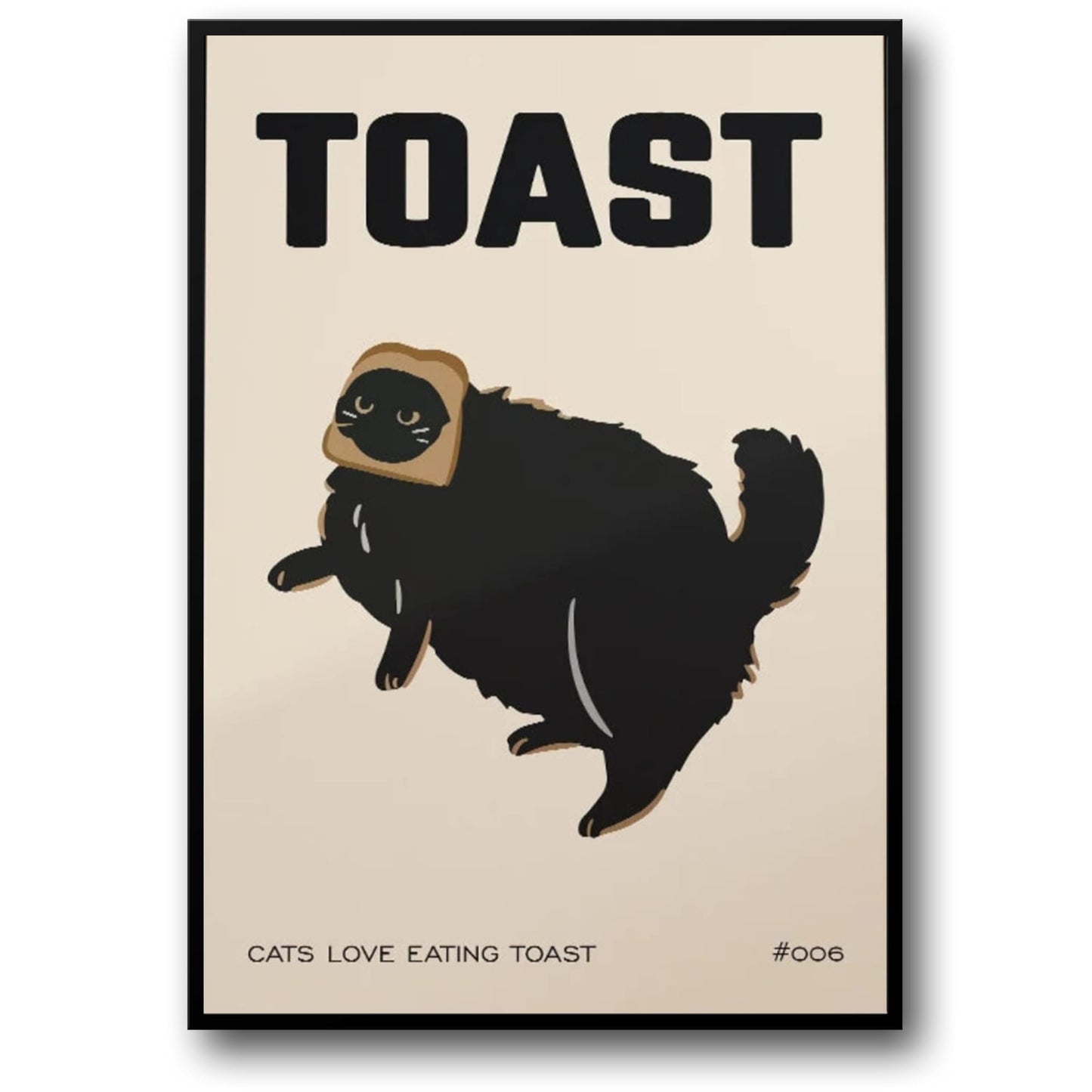 Big Cat Vintage Kitchen Art Poster | Retro Food Decor | Black Toast Design | Home & Garden Wall Artwork