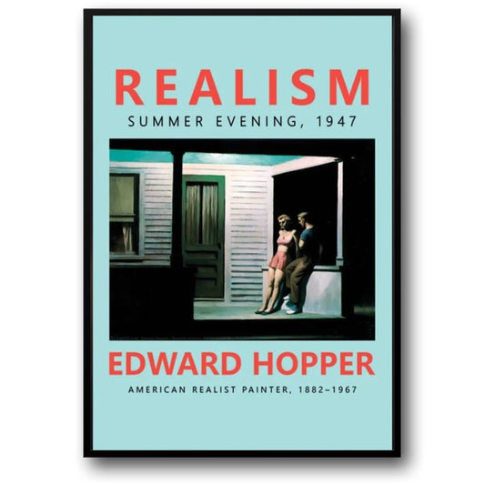 Edward Hopper | Summer Evening 1947 Art Poster | Classic Painting Reproduction | Elegant Home Wall Decor | Vintage American Masterpiece | Fine Art Print | Interior Design Accent