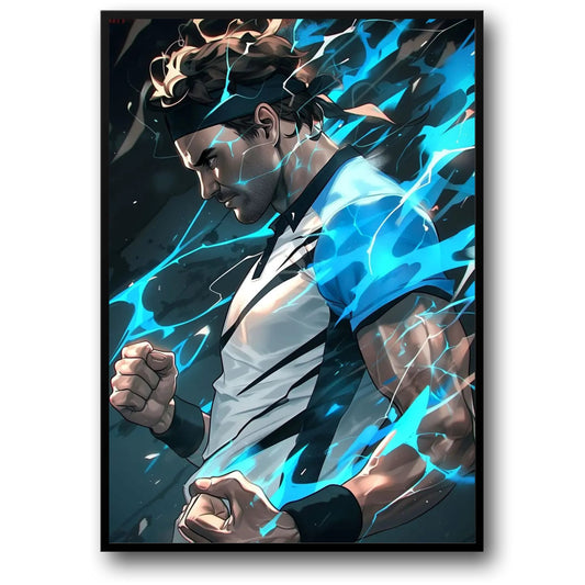 Roger Federer Poster | Tribute to Tennis Excellence | Celebrating Passion and Power | Iconic Athlete Artwork for Home Decor