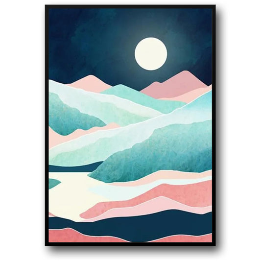 Abstract Mountain Landscape Poster | Blue Scenic Wall Art Decor