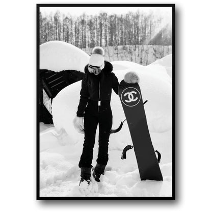 Chanel Snowboard | Fashionable Winter Sports Illustration