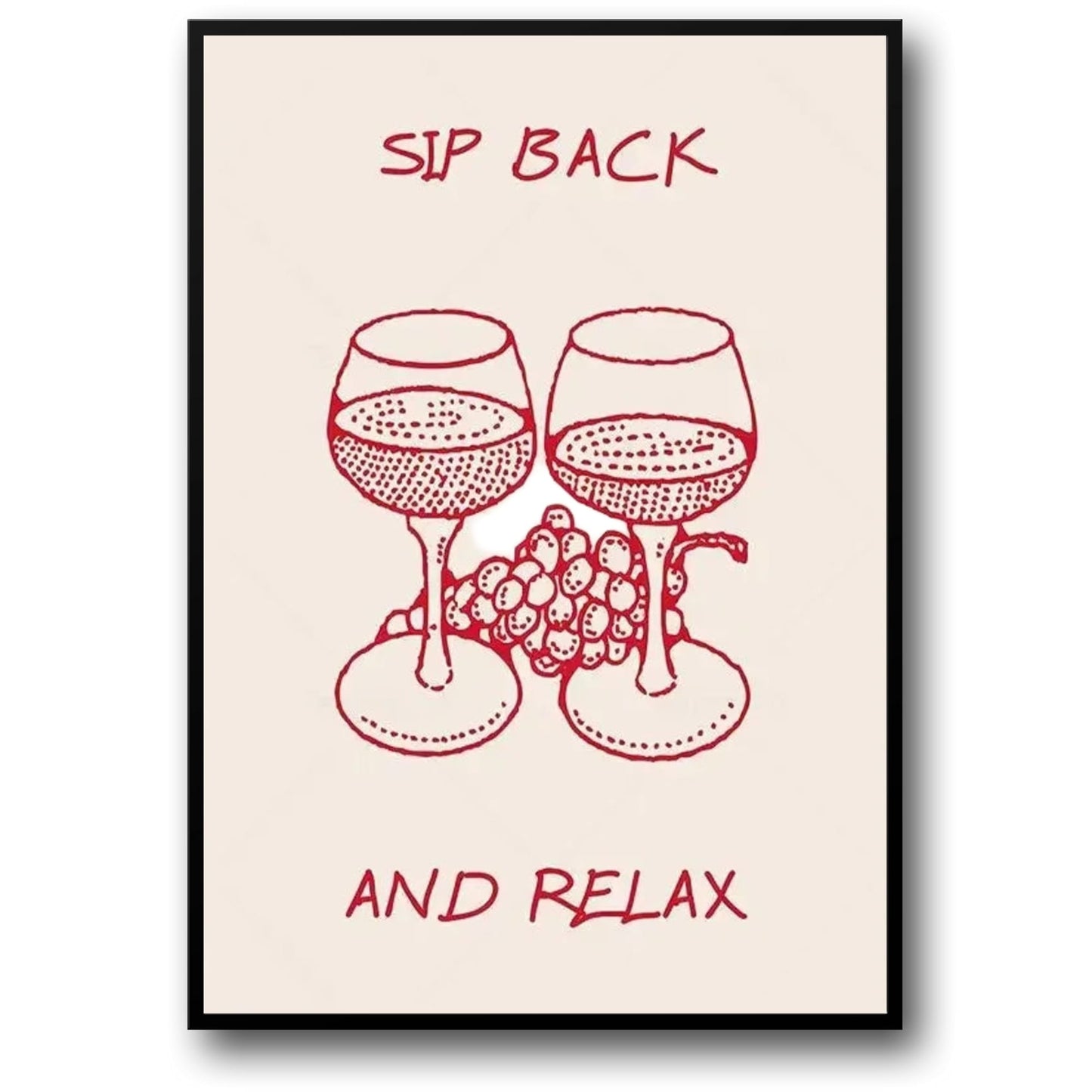 Hand Drawn Minimalist Poster | Sip Back & Relax Design | Art Decor for Home & Garden | Tranquil Wall Art