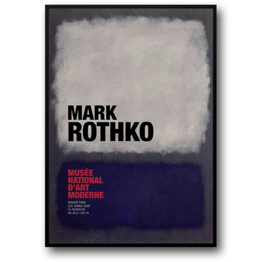 Mark Rothko | White & Navy on Grey | Modern Abstract