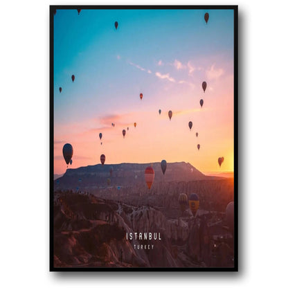 Hot Air Balloons Poster | Cappadocia | Vibrant Sunrise | Istanbul | Turkey Scenic Art | Capture Essence of Turkey | Colorful Flight | Travel-Inspired Decor