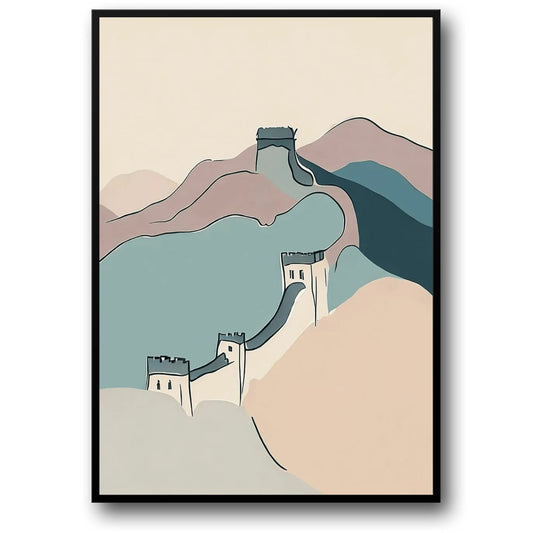 Great Wall of China Art Print | Minimalist Landscape Poster | Iconic Historical Sites | Ideal Wall Decor