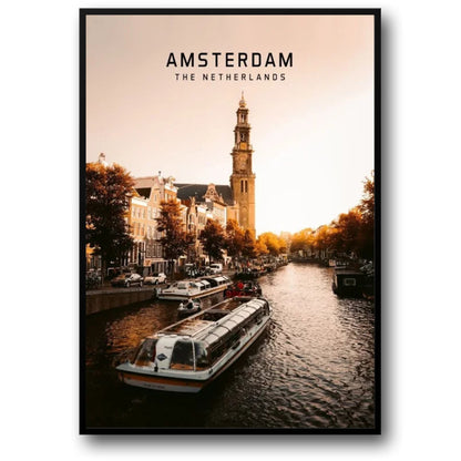 Amsterdam Poster | The Netherlands Cityscape | European Travel Art | Home Decor | Wall Art