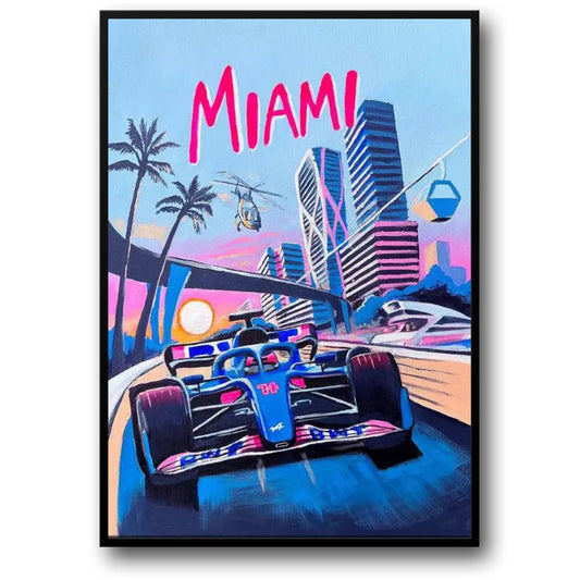 Miami F1 Racing Poster | Vibrant & Dynamic Formula 1 Experience | Wall Art Decor