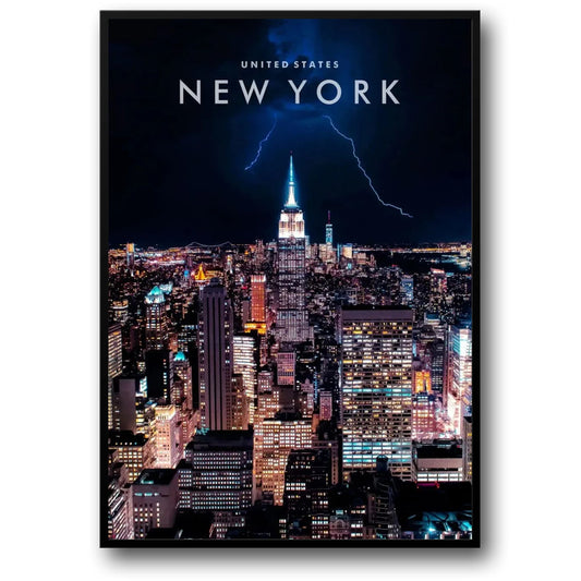 Empire State Building Lightning Strike Poster | New York City Skyline Art | Electrifying Urban Landscape Wall Decor