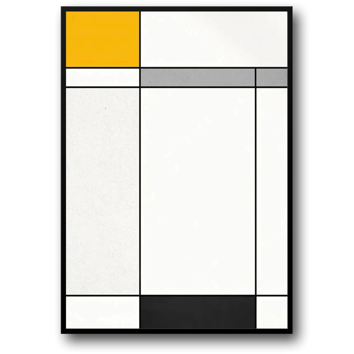 Piet Mondrian Poster | Composition in Black, White, Yellow, and Gray | Modern Art Print | Abstract Wall Decor