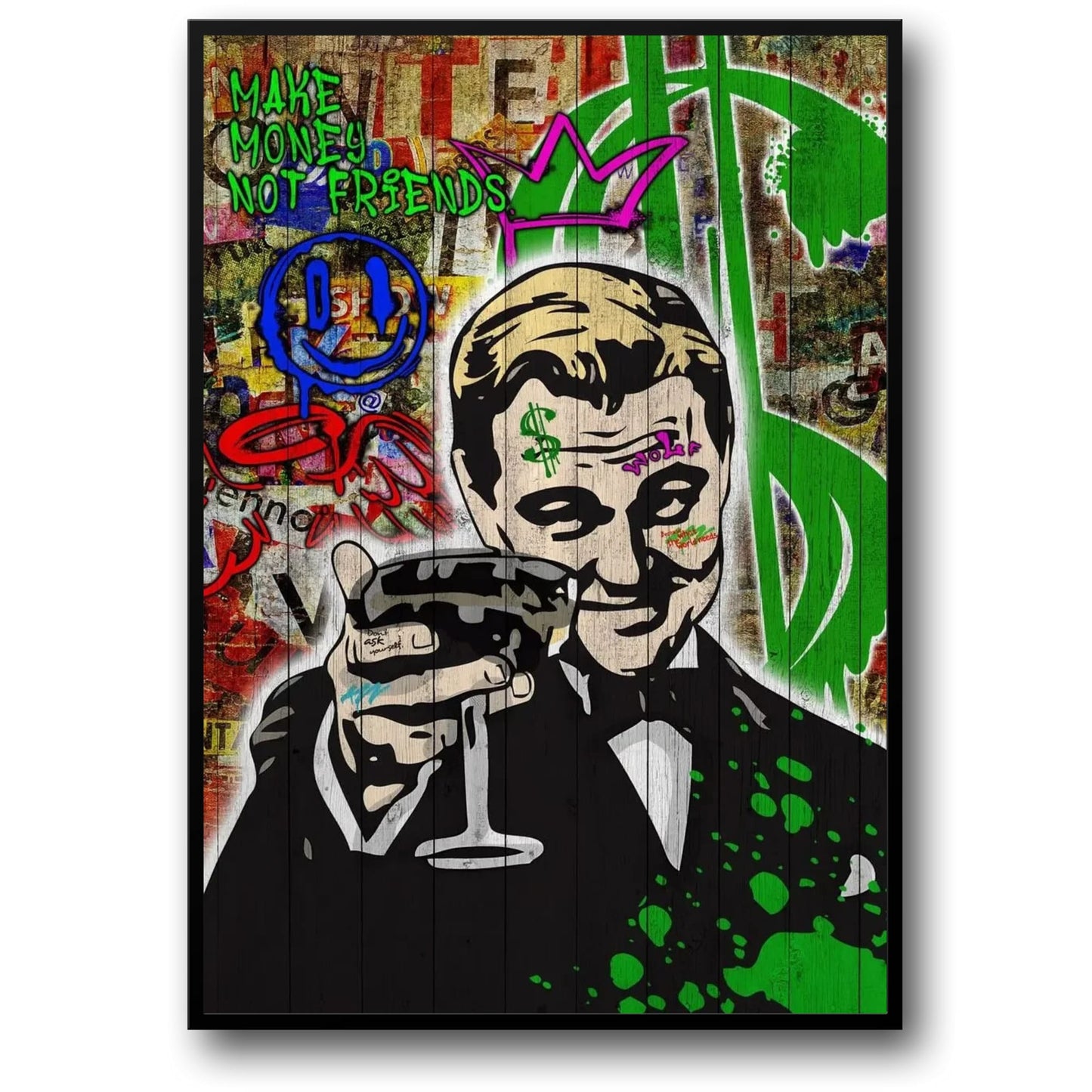 The Wolf of Wall Street Poster | Leonardo DiCaprio Canvas Wall Art | Movie Poster for Living Room Decor