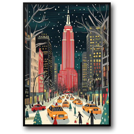 Empire State Building | Festive Cityscape | Red & White