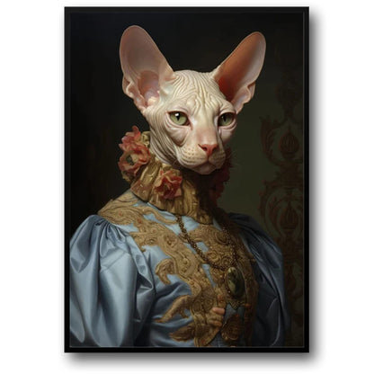 Sphynx Cat Poster | Aristocratic Elegance | Enigmatic Feline Ruler in Lace & Luxury Decor