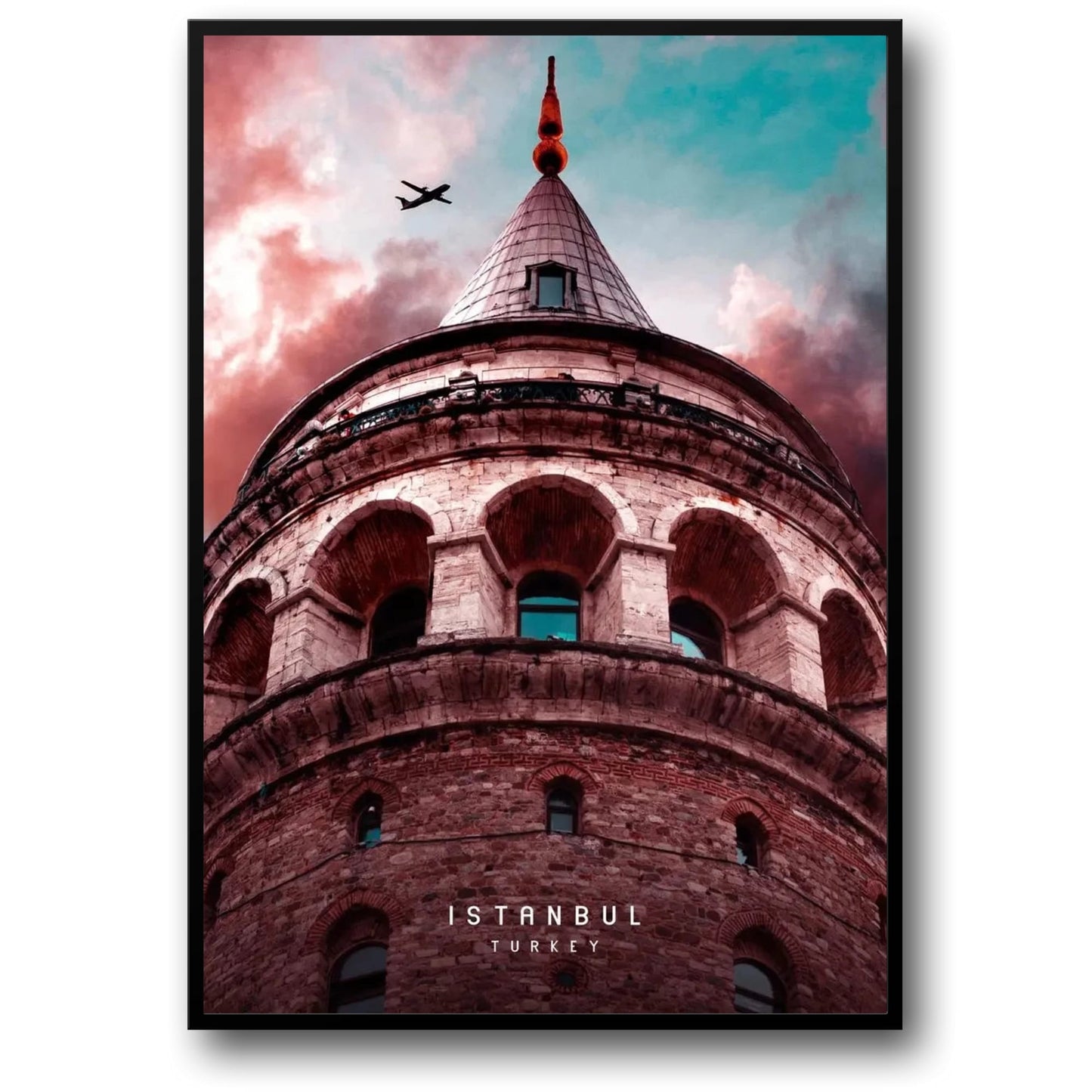 Galata Tower Architectural Poster | Close-Up Details | Istanbul Art | Decor of Constantinople, Turkey | Architectural Landmark Print