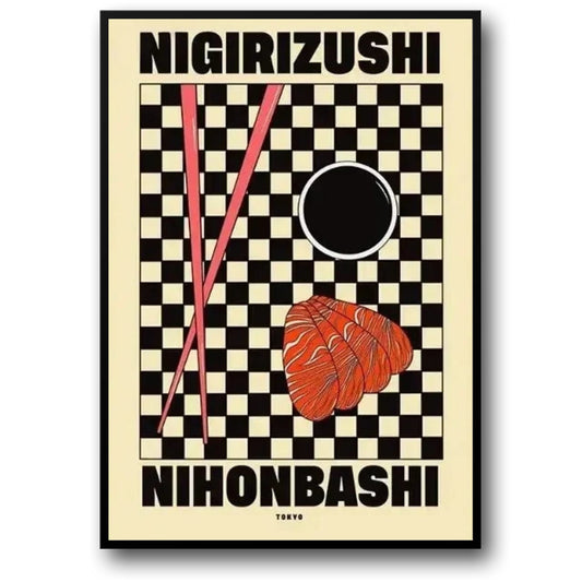 Delicious Nigirizushi Sushi Poster | Nihonbashi Inspired Artwork | Japanese Cuisine Decor | Seafoods Art Print