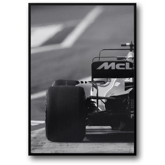 Black & White Vintage F1 Monaco | Retro Racing Car