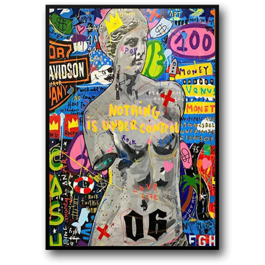 Abstract Graffiti Poster | Queen of England Portrait | Canvas Wall Art Prints for Living Room Decor