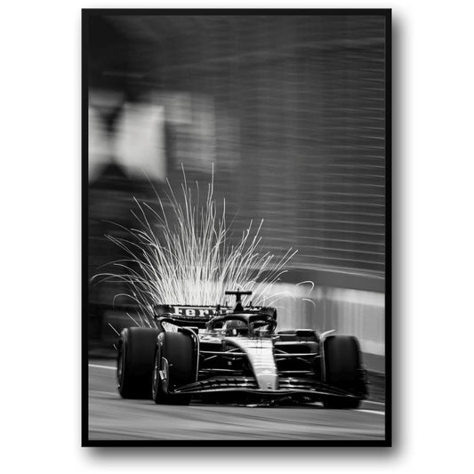 Black and White Vintage F1 Racing Poster | Monaco Sports Car Art | Canvas Painting Wall Decor