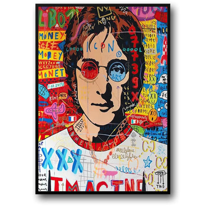 Abstract Street Pop Graffiti Poster | Jon lenon Portrait | Wall Art for Living Room Decor