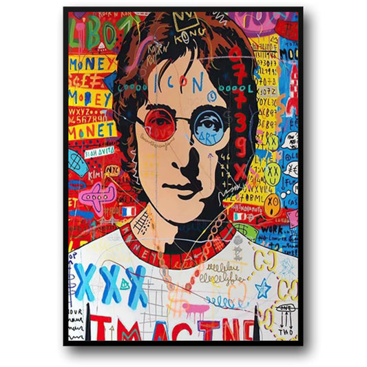 Abstract Street Pop Graffiti Poster | Jon lenon Portrait | Wall Art for Living Room Decor