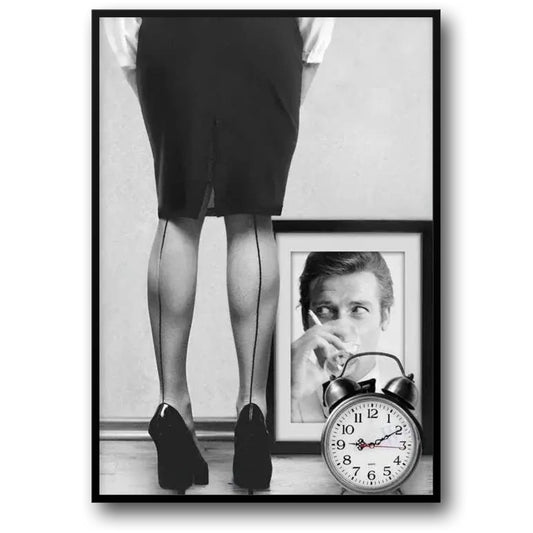 Roger Moore | Female Mystique Poster | Silhouettes and Skylines Artwork | Shopping in Paris | Tribute to Fashion Legends Wall Decor