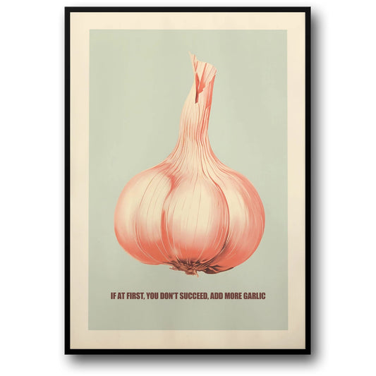 Vintage '70s Food Advertisement Poster | Add More Garlic | Home Decor Retro Design