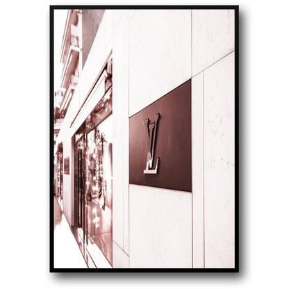 Luxury Shopping Storefront | Louis Vuitton Poster | High Class Fashion Art Print Decor