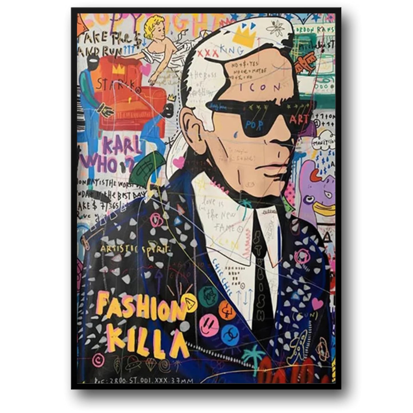 Abstract Graffiti Art | Queen Portrait Canvas Poster | British Street Pop Wall Art for Living Room Decor