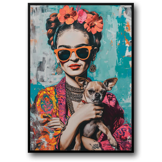 Frida Kahlo Style | Chihuahua Portrait | Colorful Artwork