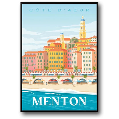 Iconic Destinations Poster | The Beauty of Menton, France | Scenic Wall Art | Stunning Coastal Landscape Decor | Inspirational Travel Print