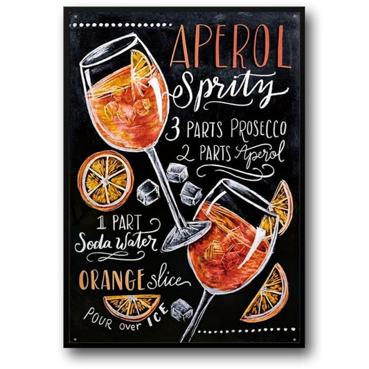 Aperol Spritz Cocktail Recipe Vintage Poster