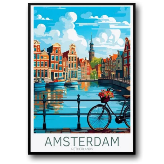 Iconic Amsterdam Poster | Summer Beauty | The Netherlands Cityscape Art | Home Decor | Travel Photography Print