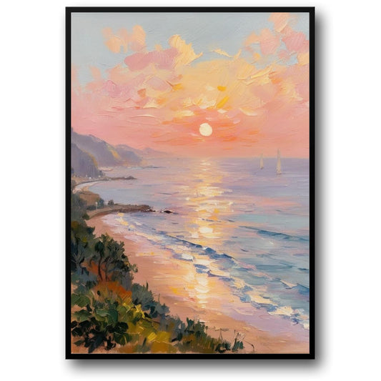Calming Coastline Poster | Serene Beach Scene | Ocean Waves Art | Tranquil Seashore Print | Wall Decor | Coastal Vibes | Relaxing Landscape Artwork