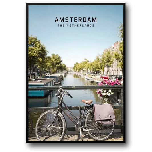 Amsterdam Bikeride Poster | Beautiful European City Scene | The Netherlands Travel Art | Scenic Wall Decor