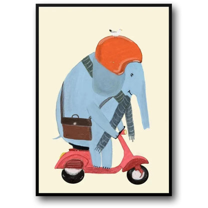 Elephant's Scooter | Whimsical Animal Art