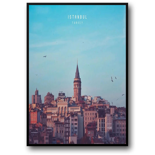 Galata Tower Poster | Dawn View | Historic Landmark | Istanbul Skyline | Enchanting Turkish Landscape Art | Turkey Travel Decor