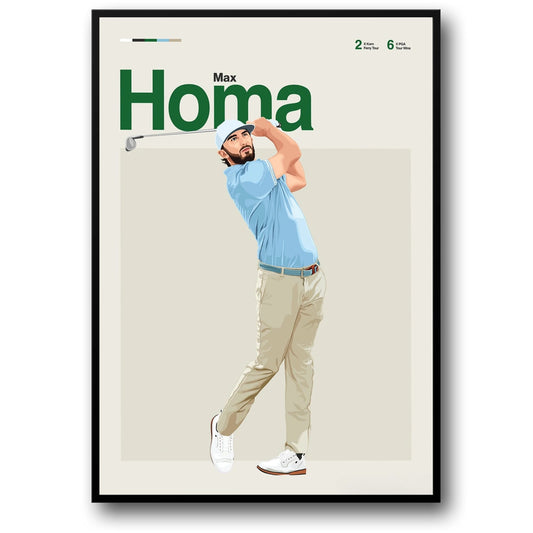 Max Homa Poster | Dynamic Golf Legends Artwork | Celebrating Icons' Skill, Passion, & Legacy on the Green