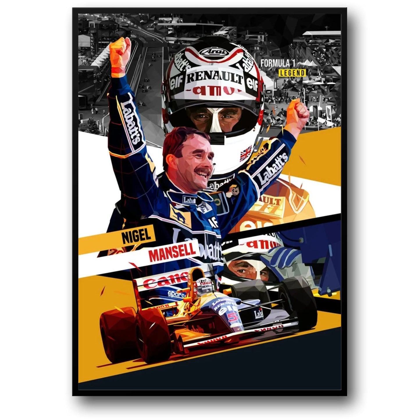 Nigel Mansell | Formula 1 Legend Poster | Racer Helmet Design | Sports F1 Memorabilia