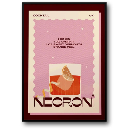 Vintage Negroni Cocktail | Retro Bar Art