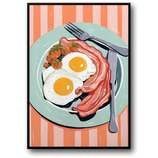 70s Bacon & Eggs Art | Retro Kitchen Decor