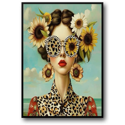 Sunflower Girl | Leopard Print & Rustic Floral