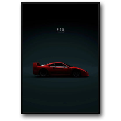 Ferrari F40 Poster | Tribute to Iconic Automotive Legends | Classic Supercar Art Print for Home Decor