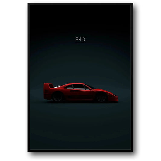 Ferrari F40 Poster | Tribute to Iconic Automotive Legends | Classic Supercar Art Print for Home Decor