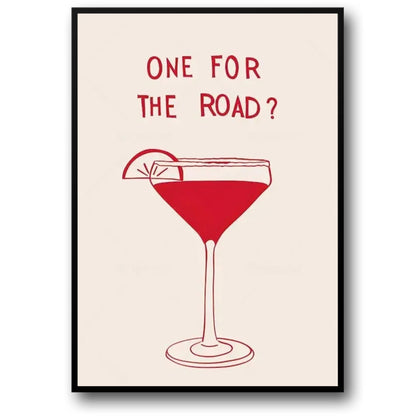 Hand Drawn Minimalist Poster | One For The Road | Modern Home Decor | Artistic Visual Print | Wall Art