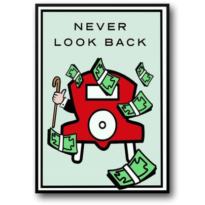Monopoly Poster | Never Look Back | Wall Art | Inspirational Decor | Motivational Quote | Game Night Theme | Artistic Print