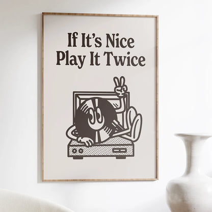 More Espresso Less Depresso | Retro Cartoon Poster | Canvas Wall Art | Record Player Print Decor | Home Artwork